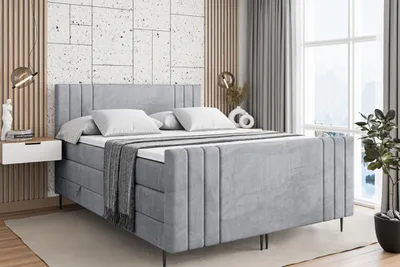 Produktbild von ALTDECOR Boxspringbett mit Schwarz Füßen, Matratze und Lattenrost, Topper, Fußteil, Polsterbett mit Bettkasten, Bett mit Stauraum H3- und H4- Matratze -IDRIKO-FC-Z KING-160x200 - Grau Monolith