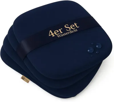 Produktbild von SILUK Sitzkissen Stuhlkissen Gartenmöbelauflagen 4er Set – Wasserdicht, Dick, Abnehmbarer Bezug mit Reißverschluss, Outdoor & Indoor (SOFTSHELL BLAU)