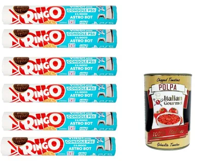 Produktbild von Ringo Doppelkeks Kakao & Vanille 6x165g knusprige italienische Kekse Snack für Kinder Schule Büro Vorrat Rolle Gebäck + Italian Gourmet polpa