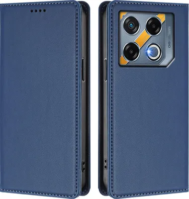 Image de Étui en cuir pour Infinix GT 20 Pro 5G, étui à rabat magnétique en cuirPolyuréthaneavec support, bleu foncé