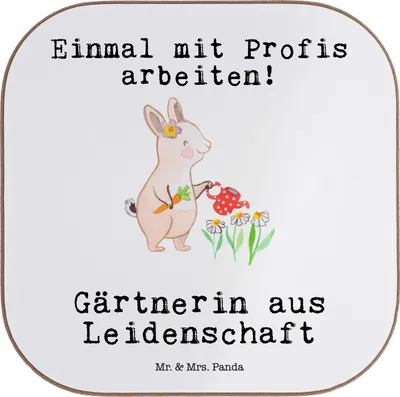 Produktbild von Mr. & Mrs. Panda Tischuntersetzer Gärtnerin Leidenschaft - Weiß - Geschenk, Lustig, Coaster, Holzuntersetzer, Untersetzer Gläser, gläseruntersetzer, Gärtnerei, Gartenbau