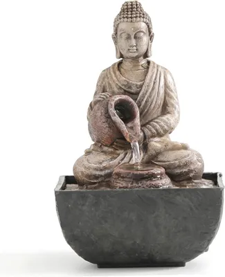 Produktbild von Buddha-Tischbrunnen für Innenräume, 21, 5 cm hoher Brunnen aus Kunstharz für Zuhause, Büro und Meditationsräume