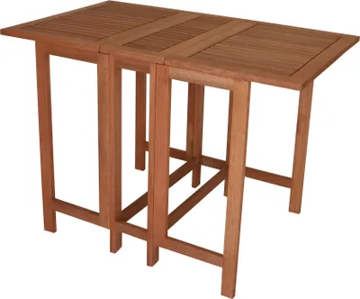 Produktbild von DEGAMO Balkontisch Doppel Klappentisch Gartentisch 107x65x74cm rechteckig, Eukalyptus Holz geölt