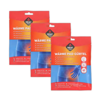 Produktbild von 3er Set Wärmegürtel - ideal für Rücken und Unterleib Elastischer Thermogürtel Bis zu 8 Std. Tiefenwärme Rückenwärmer und Nierenwärmer