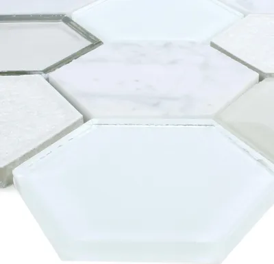 Produktbild von Mosaikfliesen Concrete Glas Naturstein 3D Weiss