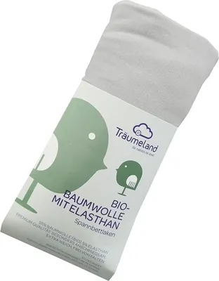 Produktbild von Träumeland Spannbettlaken Baumwolle mit Elasthan hellgrau 100 x cm