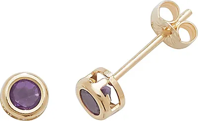 Productafbeelding van Oorbellen voor dames, goud 375/1000 met amethist - 4mm * 4mm; TRS1861