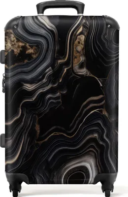 Produktbild von NoBoringSuitcases.com Hartschalen Koffer Mittelgroß 67x43x25 cm, 72L, Drucke für Frauen: Schwarz, gold - Marmor, Reisekoffer mit 4 Rollen