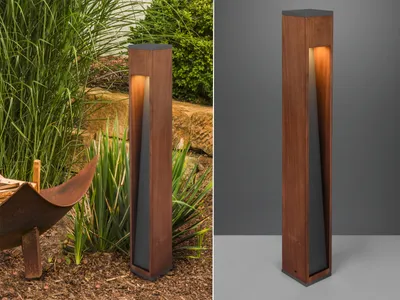 Produktbild von Außenwegeleuchte aus Naturholz mit Aluminium in Anthrazit Gartenlampen mit Strom