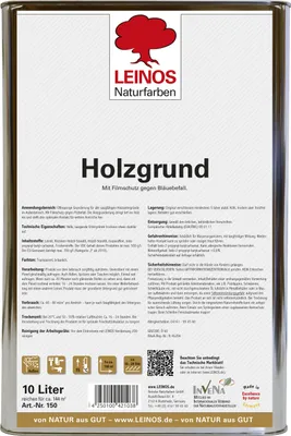 Produktbild von Leinos 150 Holzgrund 10 l Holzgrundierung für nachfolgende Lack- und Lasuranstriche. Für außen: Mit Filmschutz gegen Bläuebefall.