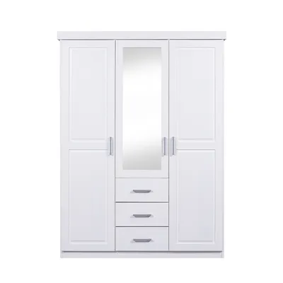 Image de Gerpa Armoire 2 portes, 1 porte miroir, 3 tiroirs blanc.