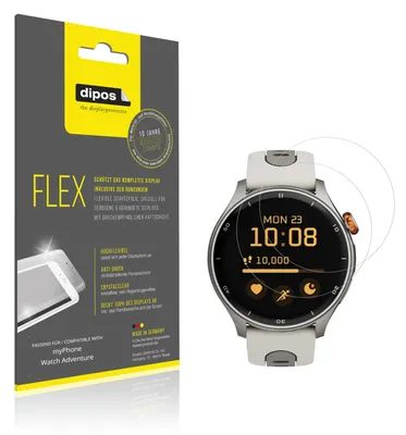 Produktbild von 2x Schutzfolie für myPhone Watch Adventure Folie, 100% Displayabdeckung, dipos Flex