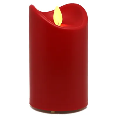 Produktbild von LED-Kunstharzkerze mit "Flamme", Rot, ca. 13cm, mit FB, IP44 Outdoor Kerze