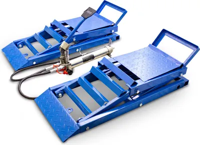 Produktbild von Bituxx 2 Auffahrrampen mit hydraulischem Wagenheber Blau MS-17208