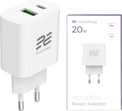 Produktbild von Netzladegerät 20W PD 3.0 Quick Charge 4.0 USB-A USB-C Adapter Encore Energy MD-2083R