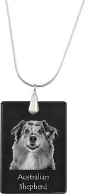 Produktbild von Australischer Schaferhund, Australian Shepherd - Kristallanhänger mit Hund, Silberhalskette mit Foto, personalisierter Anhänger der Marke Art-Dog