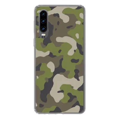 Produktbild von MuchoWow® Handyhülle Schutzhülle Hülle für Huawei P30 Camouflage-Muster mit militärischen Farben Silikon Softcase Handy Hülle - Kartenbesitzer