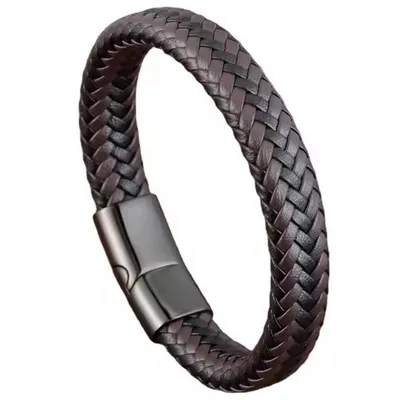Produktbild von Luis Herrenarmband - Stilvolles braun/schwarz geflochtenes Design KP33164
