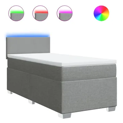 Produktbild von Boxspringbett mit Matratze Hellgrau 80x200 cm Stoff
