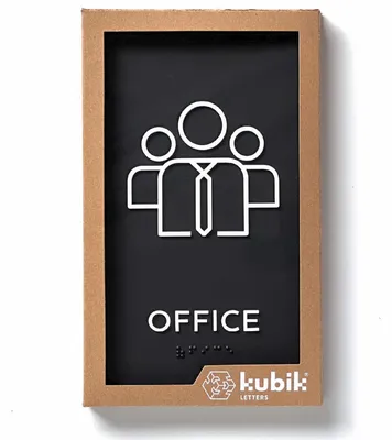 Türschild mit Braille, 2x3 Zoll, schwarz satiniert, Kunststoff