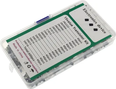 Obrázek produktu pro 600 ks TO-92 tranzistorů 15 typů hodnot sada 2N222/ 2N3904/?2N3906/ 2N5401/ 2N5551/ A1015/ C1815/ C945/ S8050/ S8550/ S9012/ S9013/ S9014/ S9015/ S9018 s různými úložnými boxy přenosné
