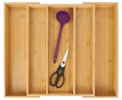Produktbild von Ausziehbarer Besteckkasten Organizer aus Bambus
