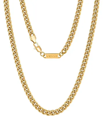 Produktbild von Herren Panzerkette 18K Gold beschichtet Cuban Halskette Miami Kubanische Gliederkette 4mm 51cm
