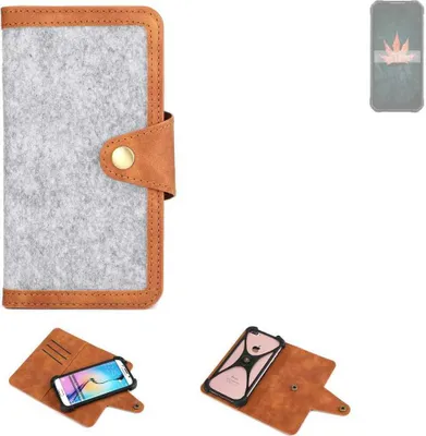 Produktbild von K-S-Trade Handyhülle kompatibel mit iiiF150 Air1 Schutzhülle Filz-Hülle Kunst-Leder hellgrau braun (1x)