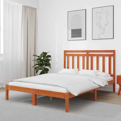 Productafbeelding van Maison Exclusive - Bedframe, donkerbruin, 205,5 x 145,5 x 100 cm, massief grenenhout
