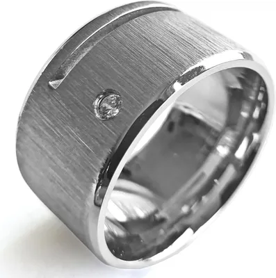 Produktbild von viva adorno Gr. 65 (20,6 mm Ø) Breiter Herren Edelstahl Ring XL Zirkonia Oberfläche matt RS54, D1a