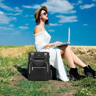 Produktbild von 2-in-1-Laptop-Rucksack 15,6-Zoll Wasserdicht Mädchenrucksack mit Laptopfach für Schule und Reise