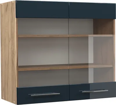 Produktbild von Küchenglasschrank Vicco Fame-Line Dunkelblau Hochglanz 80 cm, Model 48881