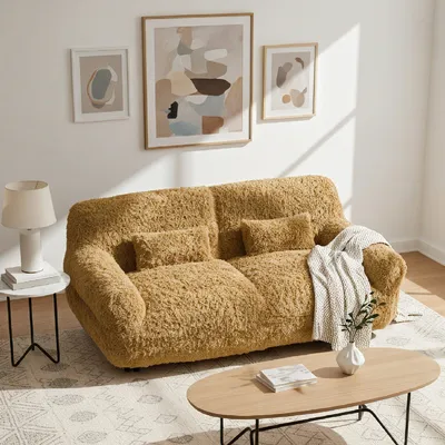 Produktbild von CHITA Sofa aus Fleece, platzsparend, Vakuum-Kompression, Couch 2-Sitzer inkl. 2 Kissen & 1 Decke, kein Aufbau erforderlich