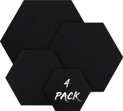 Produktbild von Belle Vous 4 Stk Sechseckige Leinwand Schwarz - 4 Verschiedene Größen - Vorgespannte Schwarze Leinwand-Tafeln - Geeignet für Acryl- und Ölmalerei