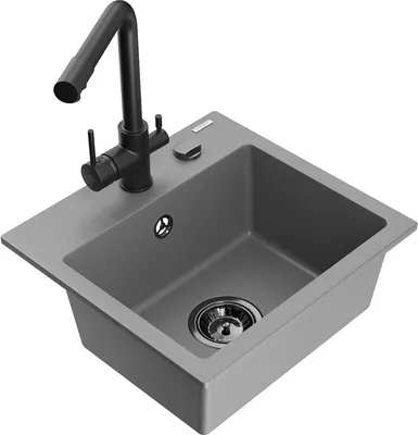 Produktbild von Mexen Milo 1-Becken-Granit-Spüle mit Mischbatterie Duero, Grau - 6505-71-671600-70-B