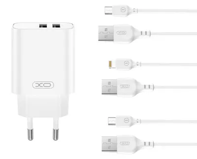 Obrázek produktu pro Nabíječka XO CE34, bílá, 2x USB 2,4A + Lightning kabel