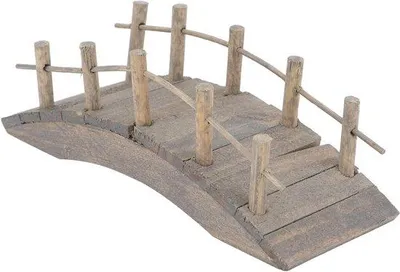 Productafbeelding van Famanu houten brug voor miniatuurtuin - Feeëntuin boogbrug, 10 cm