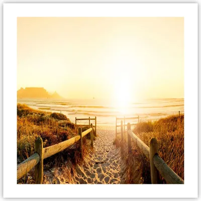 Produktbild von Poster - Poster ohne Rahmen - Sonnenaufgang Welle Insel Meer - 50x50 cm - Wand Bild - Wanddeko - Wandbilder - Kunstposter - Wandposter - Bilder - Kunstdruck - Wandbild - P2XAC50x50-3164