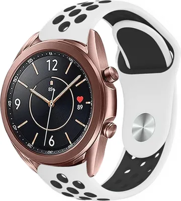 Produktbild von Strap-it Samsung Galaxy Watch 3 41mm Sportarmband (Weiß/Schwarz)