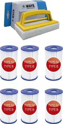 Produktbild von Bestway - Typ IV-Filter geeignet für Filterpumpe 58391 - 6 Stück & WAYS Scheuerbürste