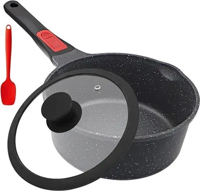 Immagine prodotto di Padella in acciaio inossidabile da 20 cm con coperchio, rivestimento antiaderente, set di pentole nero