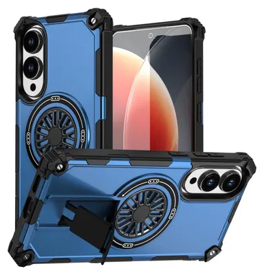 Produktbild von Für Samsung Galaxy S25 Edge Kickstand MagSafe Hybrid Metall Ring Hülle Blau
