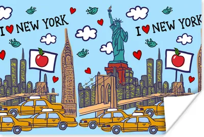 Produktbild von MuchoWow® Poster New York - Zeichnung - Freiheitsstatue 30x20 cm - Plakate - Print