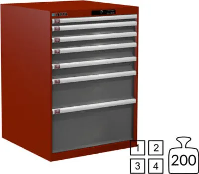 Produktbild von Lista Schubladenschrank - 78.175.522 - 1.000x717x725 mm (HxBxT) - 7 Schubladen - 200 kg - Code Lock - RAL 3003/NCS S 6502-B