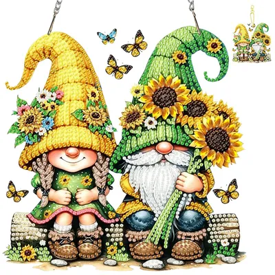 Diamond Painting Hänger Sonnenblumen, Bastelset, 20x7x1,5 cm
