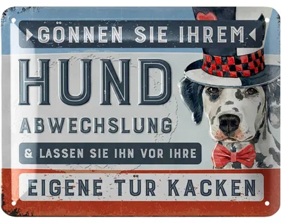 Produktbild von LANOLU Schild Hunde kacken verboten, lustiges hier ist kein Hundeklo Schild Metall, Blechschild mit Spruch Gönnen Sie Ihrem Hund, 15x20cm