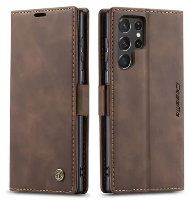 Image de Etui pour Samsung Galaxy S23 Ultra, étui rétro en cuirPolyuréthaneavec fonction Stand Bronze