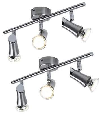 Produktbild von 2er Set LED Deckenleuchte, chrom, Spots beweglich, L 39 cm