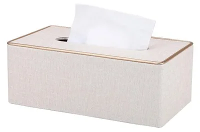 Produktbild von Kosmetiktücherbox Kunstleder Weiß 25x14x9,5 cm