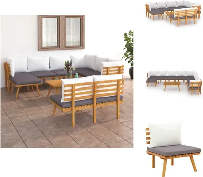 Produktbild von vidaXL 9-tlg. Garten-Lounge-Set mit Kissen Massivholz Akazie -  Gartenmöbel-Sets
